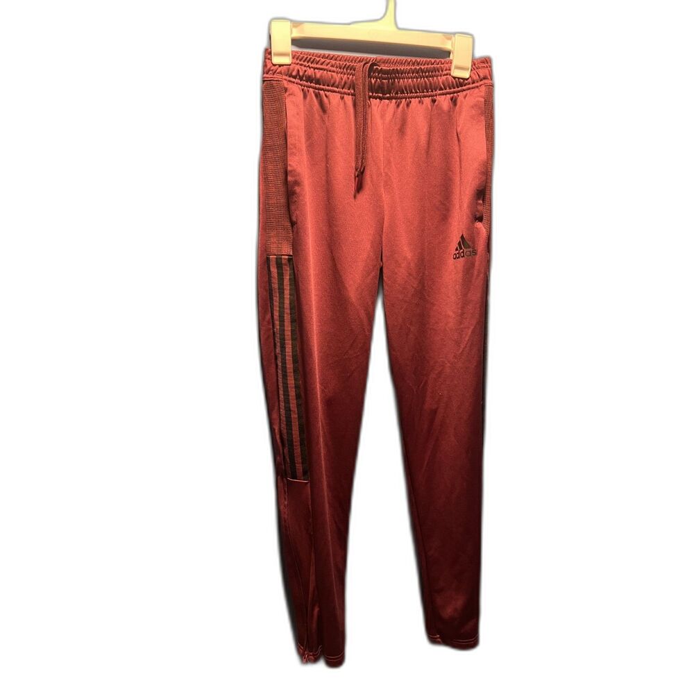 Burgundy Adidas joggers, black detail, small